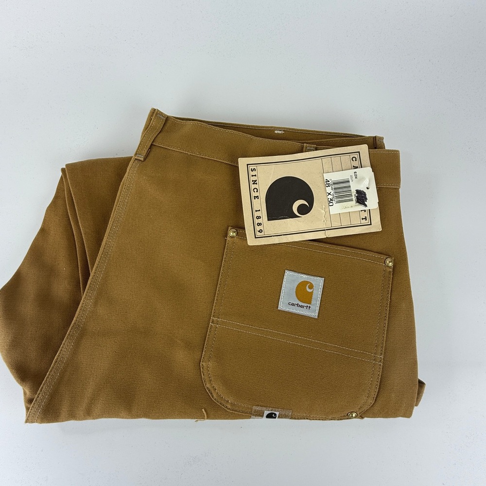 Carhartt 62W Double Front Work Dungaree Brown Duck Pants‎ 48x30 USA NWT NOS